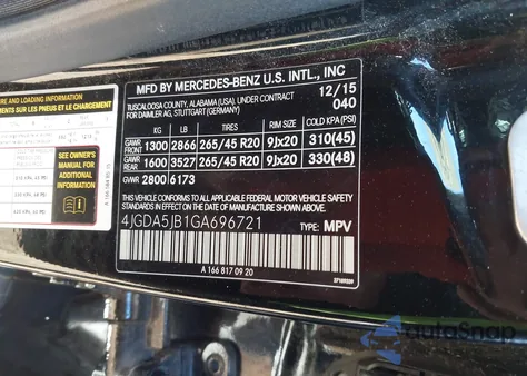 2016 Mercedes-Benz Gle 350 z USA, uszkodzony, nr VIN 4JGDA5JB1GA696721